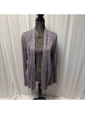 Comfy USA Womens Purple Burnout Cardigan Size Large Open Front Lightweight NEW